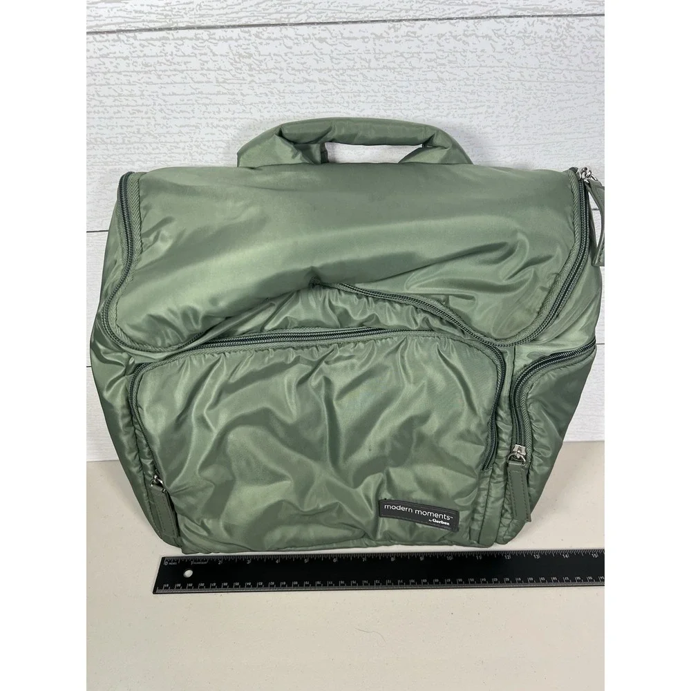 Gerber Diaper Changing Carry Backpack Green Bag - Fold Out Storage Babies